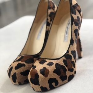 BRIAN ATWOOD Leopard Pony Hair Platform Pumps